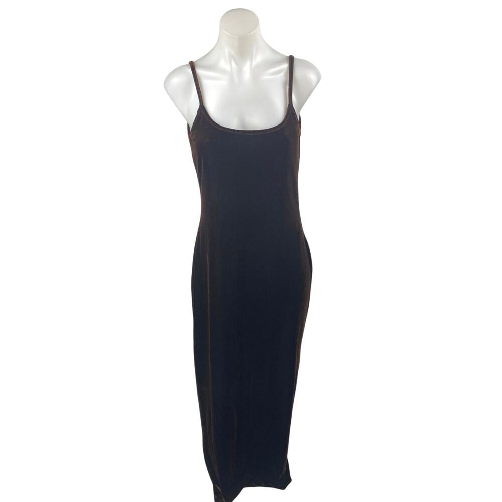 Jump Wendye Chaitin Brown Velvet Velour Sleeveless Cami Tank Maxi Slip Dress 8